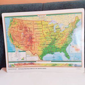 Rand McNally United States Physical Political Laminated Color Desk Wall Map